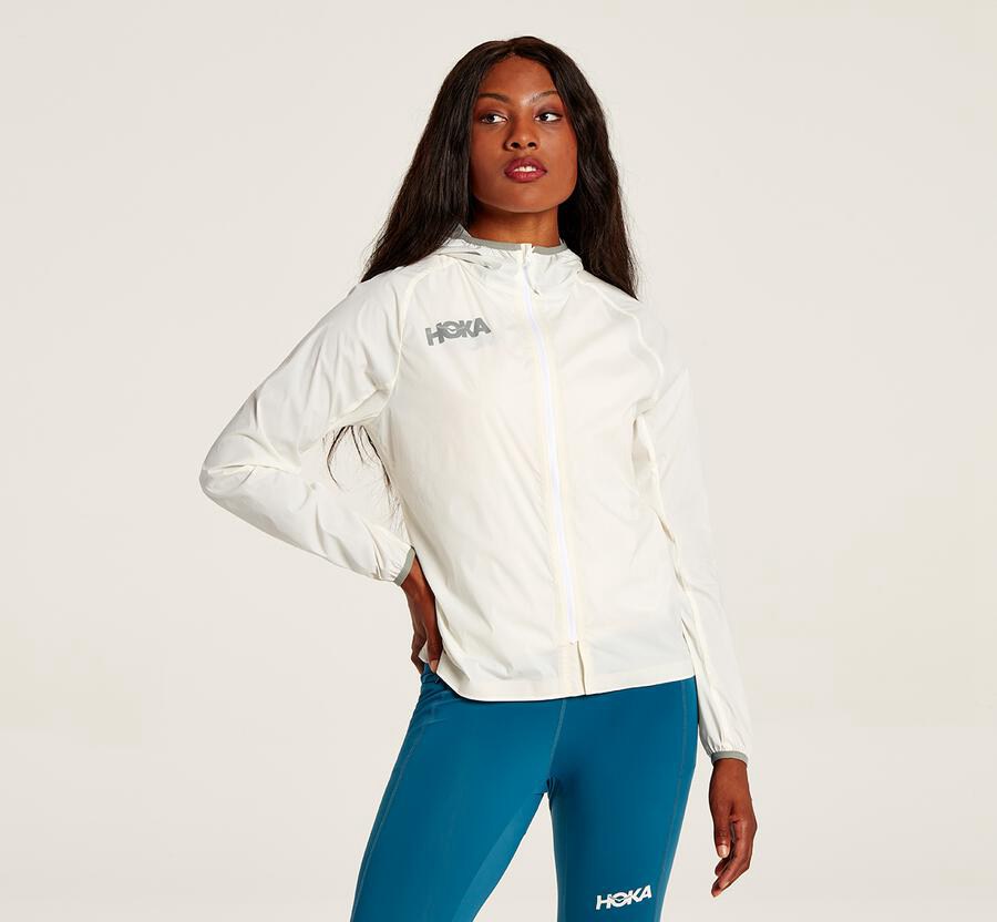 Hoka One One Jakke Dame - Full-Zip Wind - Hvide - 978120LAI